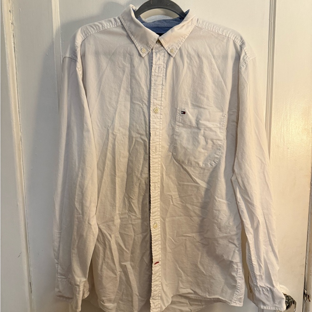 Tommy Hilfiger White Casual Button Down Shirt size L